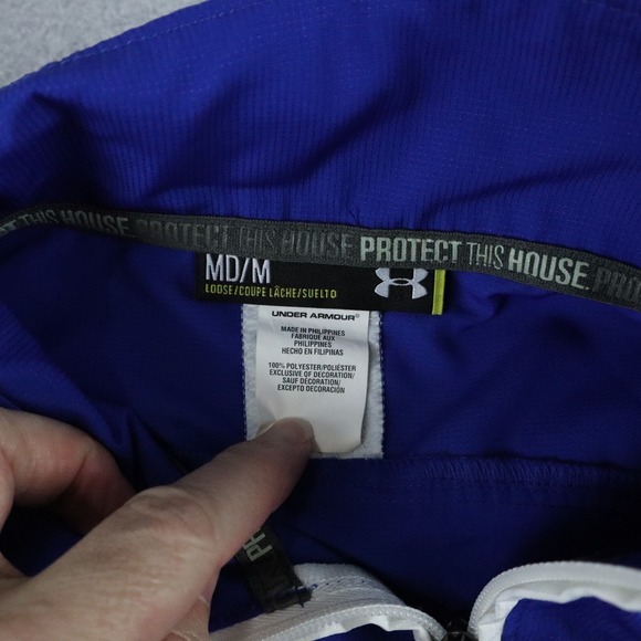 Under Armour Jacket Mens Medium 1/4 Zip Pullover Mock Neck Blue Long Sleeve - Picture 2 of 5